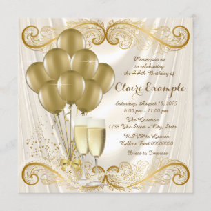 Convite Mulher Ivory Dourada Champagne Glamor