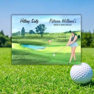 Convite Mulher Jogadora de Golfe Comemora 60º Aniversário