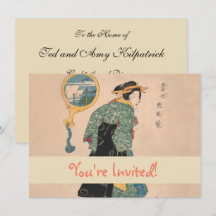 Convite Mulher Kimono japonesa: Ukiyo-e Woodblock Impressã
