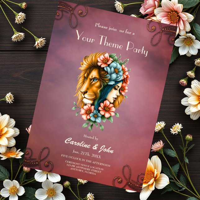 Convite Mulher maravilhosa cujo cabelo longo e fluido (Criador carregado)