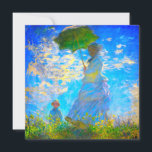 Convite Mulher Monet com Parasol<br><div class="desc">Um convite à apresentação de retratos da família, com a esposa de Claude Monet, Camille, a segurar um parasol, e o seu filho, Jean, a caminhar num campo verde vibrante, a ser soprado pelo vento num dia de Verão. Um presente de Monet excelente para fãs do impressionismo e da arte...</div>