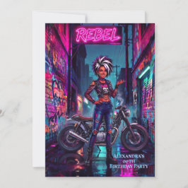 Convite Mulher Rebelde Aniversário Grafite Moto Beco