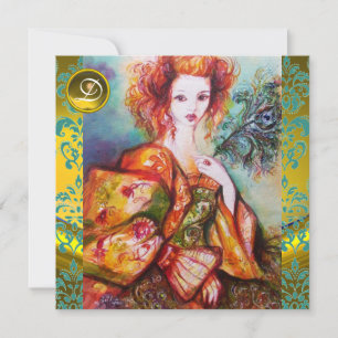 CONVITE MULHER ROMÂNTICA COM A PENA SPARKLING DO PAVÃO