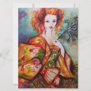 Convite MULHER ROMÂNTICA COM PENA DE PAZ ESPUMANTE,Vermel