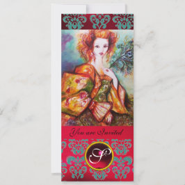 Convite MULHER ROMÂNTICA COM PENA DE PAZ ESPUMANTE, Vermel