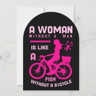 Convite mulher rosa sem homem como feminista de bicicleta