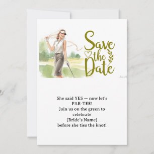 Convite Mulher solteira de golfe joga golfe