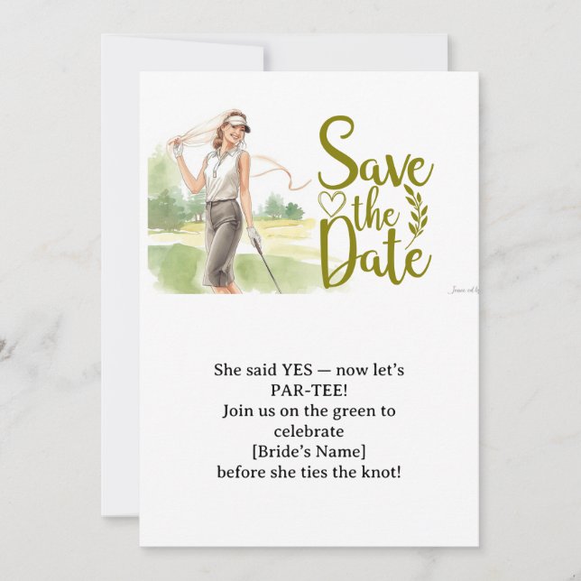 Convite Mulher solteira de golfe joga golfe (Frente)