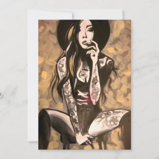 Convite Mulher Tatuada em Dourado