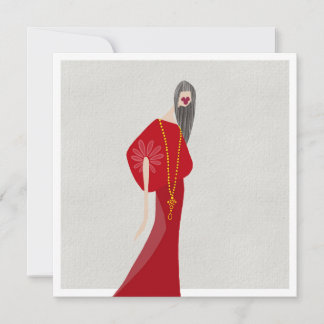 Convite Mulher Vermelha Escarlate Estilo Glam Moda Arte Ca