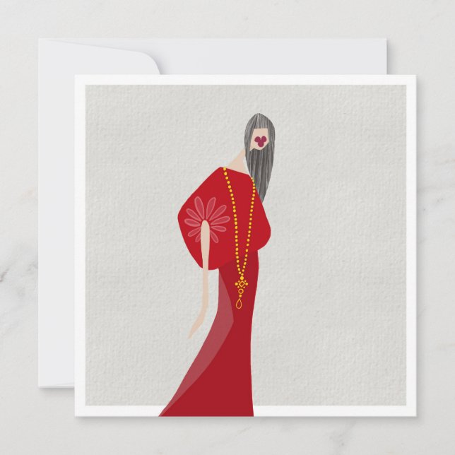 Convite Mulher Vermelha Escarlate Estilo Glam Moda Arte Ca (Frente)