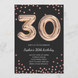 Convite Mulheres aniversário de 30 anos 34Rosa Douradas El
