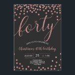 Convite Mulheres aniversário de 40 anos Elegantes Confetti<br><div class="desc">Mulheres aniversário de 40 anos Elegantes Confetti Douradas Rosa</div>