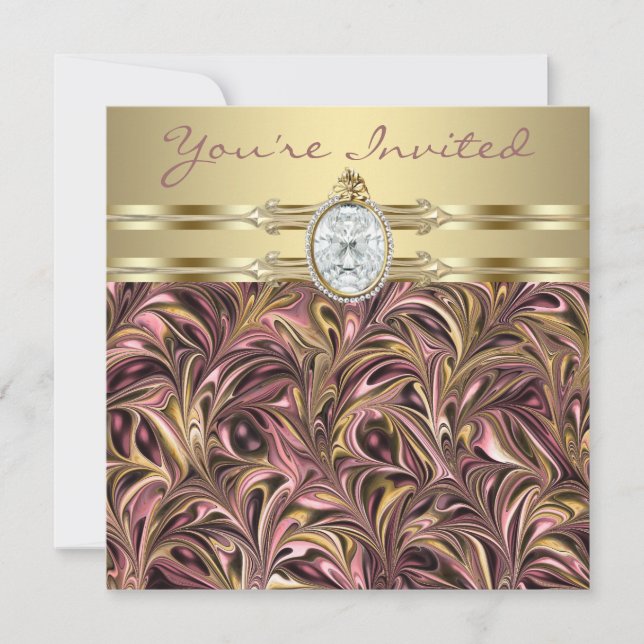 Convite Mulheres Douradas cor-de-rosa Convidam Festa de An (Frente)