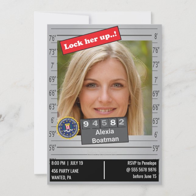 Convite Mulheres Engraçadas Polícia Capturou Piada de Aniv (Frente)