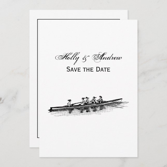 Convite Mulheres Remando Equipe de Tripulação Água Esporte (Frente/Verso)