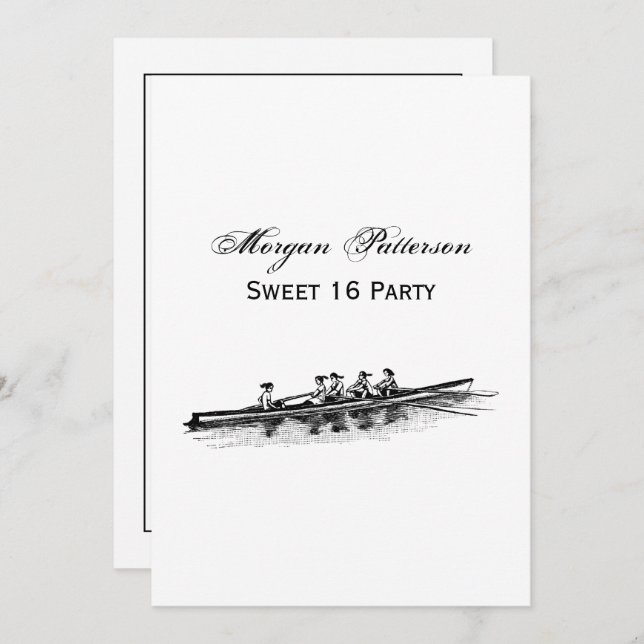 Convite Mulheres Remando Equipe de Tripulação Água Esporte (Frente/Verso)