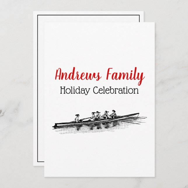 Convite Mulheres Remando Equipe de Tripulação Água Esporte (Frente/Verso)