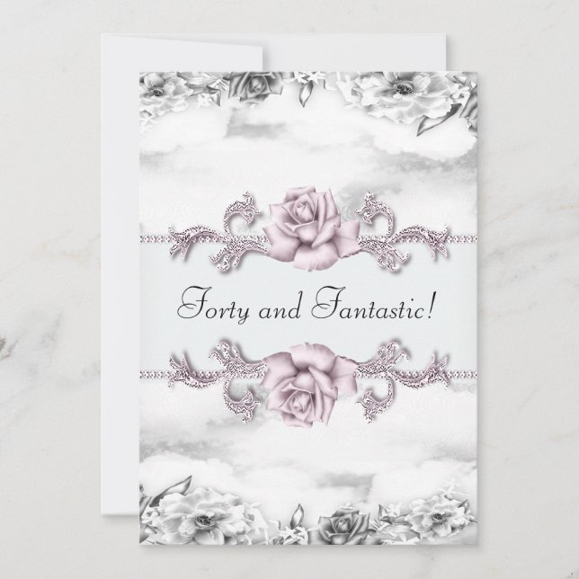 Convite Mulheres rosa rosa rosa rosa rosa aniversário de 4 (Frente)