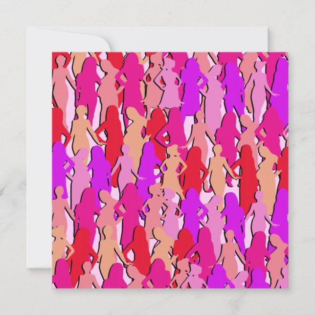 Convite Mulheres Rosa Silhouette (Frente)