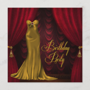 Convite Mulheres Ruby Red Dourado Art Deco Festa de aniver