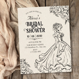 Convite Mulheres vintage em vestido chá de panela de noiva