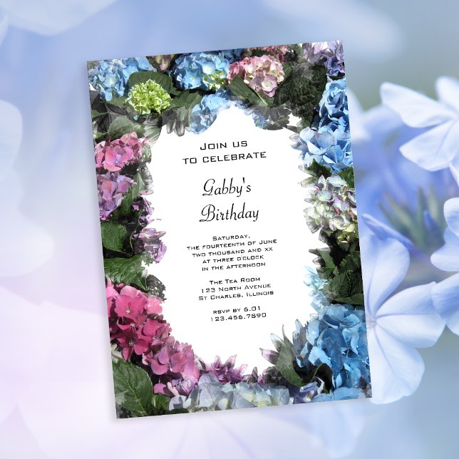 Convite Multi Colored Hydrangea Flowers Birthday Party (Criador carregado)