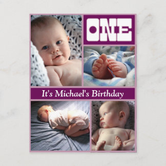 Convite Multi roxo anual um quadro do aniversário