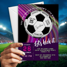 Convite Multicolor Modern Sporty Soccer Birthday