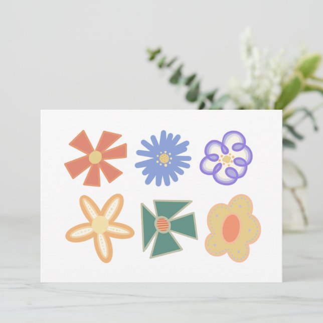 Convite múltiplo arco-íris boho flor floral seis embalagen (Em pé/Frente)