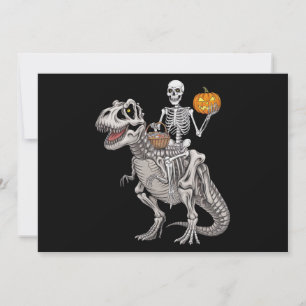 Convite Múmia de Esqueleto Montando Dinossauro T rex Hallo