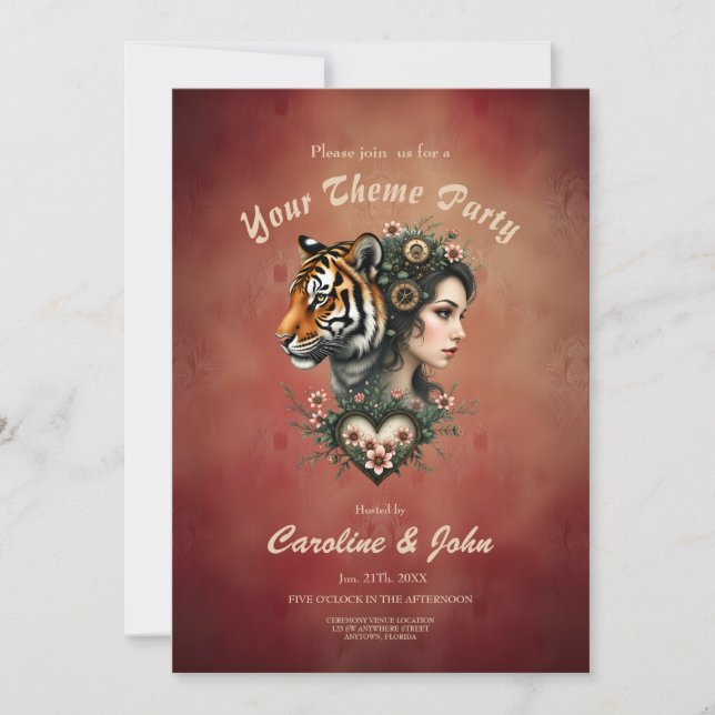 Convite Mundo floral magnético steampunk (Frente)