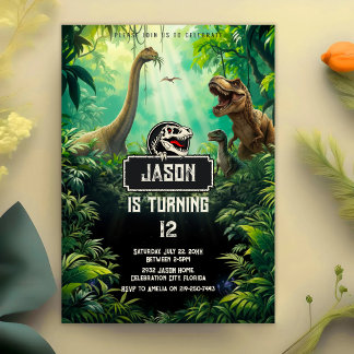 Convite Mundo Legal dos Dinossauros Aniversário Jurássico