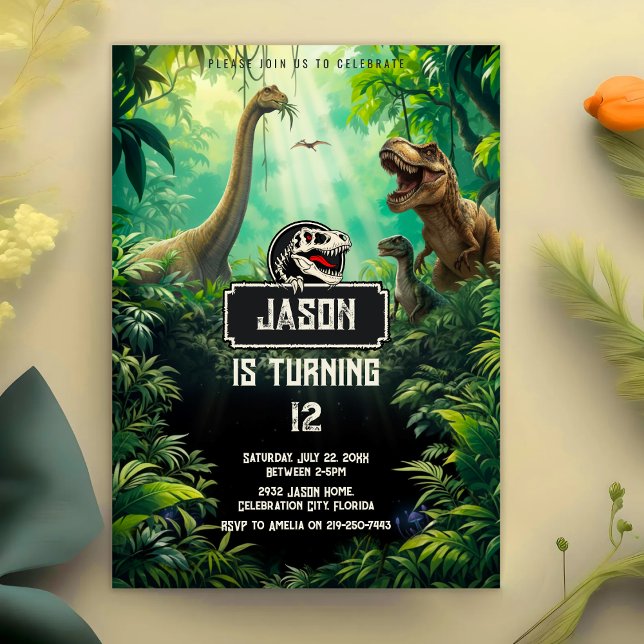 Convite Mundo Legal dos Dinossauros Aniversário Jurássico  (Criador carregado)