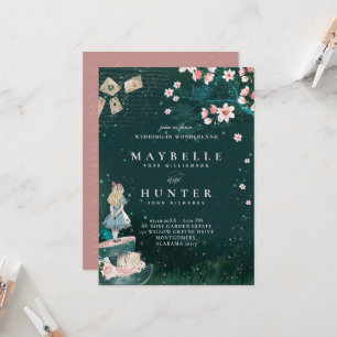Convite Mundo Mágico de Casamento Vintage Alice no País da