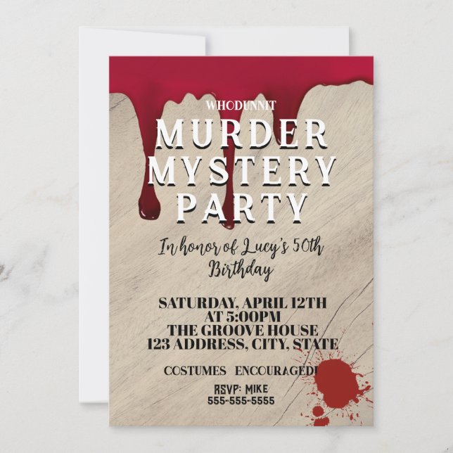 Convite Murder Mystery Dinner Invitation – Bloody Whodunit (Frente)