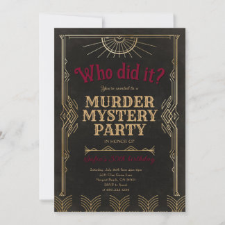 Convite Murder Mystery Game Birthday Party Invitation