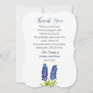 Convite Murmúrios Bluebonnets Funeral Morte Obrigado 