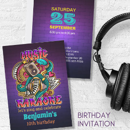 Convite Music Karaoke estilo Birthday Invent
