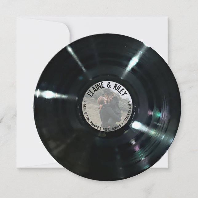 Convite Music=Love Round Vinyl Record Invitation (Frente)