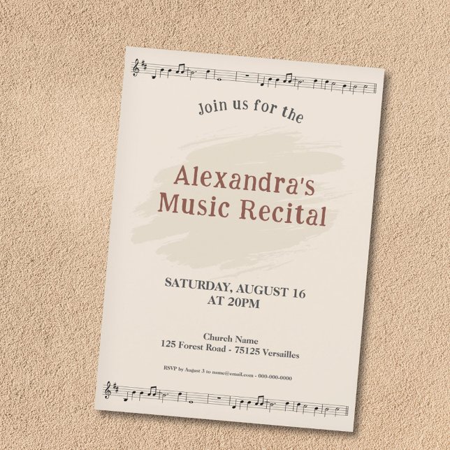 Convite Music Sheet Recital Invitation (Music Sheet Recital Invitation)
