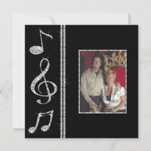 Convite Música Amadurece Diamond Shimmer No Casamento Neg