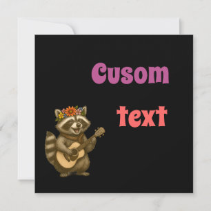 Convite Música Boho Guaxinim Amante Ruído Doce Floral
