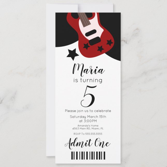 Convite Música de Concerto Fofa Estilo de Bilhete de Estre (Frente)