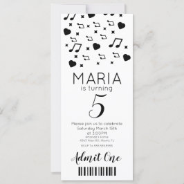 Convite Música de Concerto Fofa Estilo de Bilhete de Fes