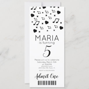 Convite Música de Concerto Fofa   Estilo de Bilhete de Fes