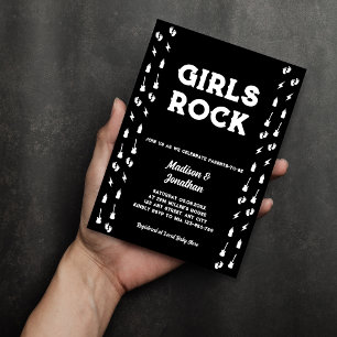 Convite Música de Guitarra Rock N Roll Chuveiro de Bebê Me