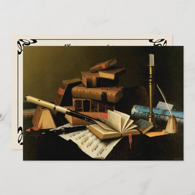 Convite Música e Letras por William Harnett, Belas Artes (Frente/Verso)