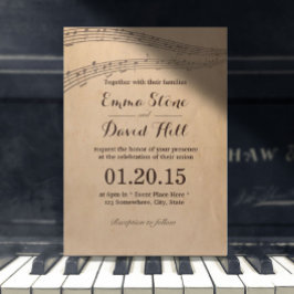 Convite Música Notas Vintage Musical Wedding