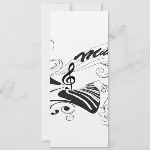 Convite Música, piano e clave com elementos florais